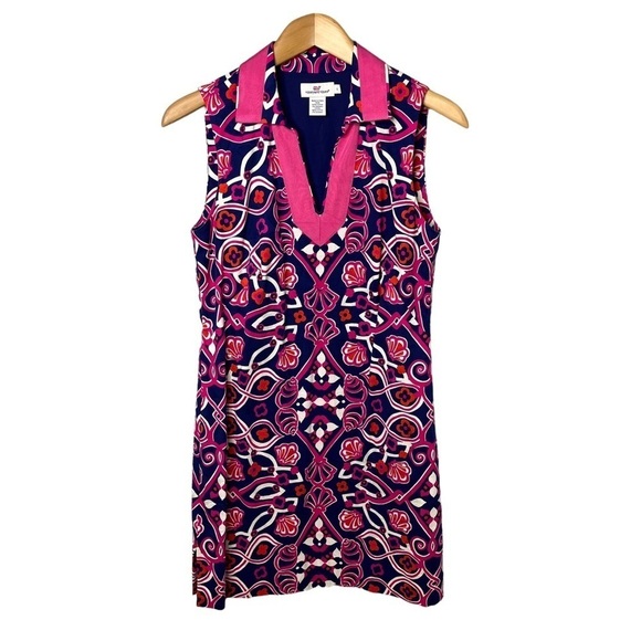 Vineyard Vines Dresses & Skirts - Vineyard Vines Shell Scarf Print Sheath Tunic Dress Blue Pink Size 4 Sleeveless